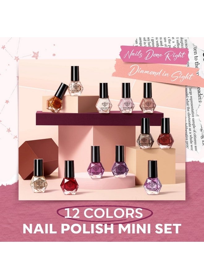 Modelones Nail Polish Set 12 Colors Burgundy Red New Year 2025 Nail Polish Set Champagne Gold Glitter Nail Polish Dark Red Purple Shimmer Brown Nail Valentines's Gifts for Women Girl DIY Salon Home - Image 2