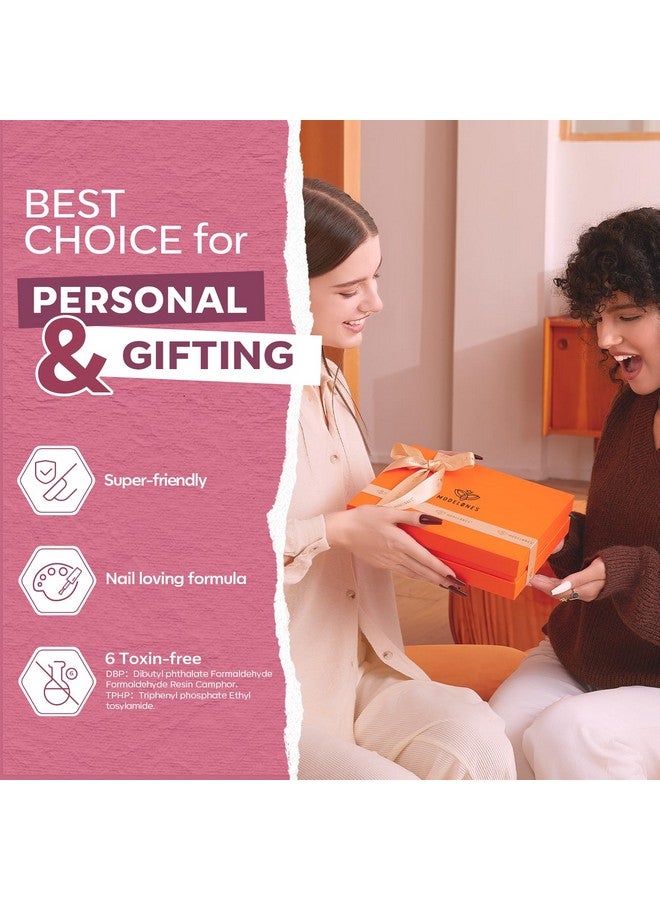 Modelones Nail Polish Set 12 Colors Burgundy Red New Year 2025 Nail Polish Set Champagne Gold Glitter Nail Polish Dark Red Purple Shimmer Brown Nail Valentines's Gifts for Women Girl DIY Salon Home - Image 4