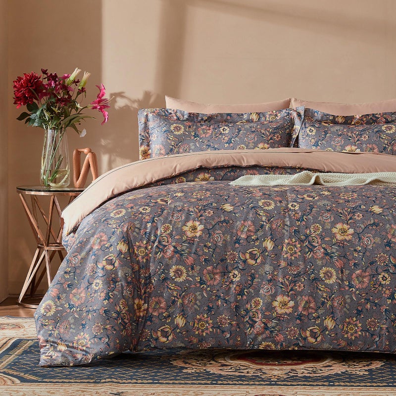 Cupocupa Duvet Cover King Size Set Boho Floral Pattern King Duvet Cover Set for King Size Bed Vintage Soft Bedding Leaf Print Paisley Duvet Cover with Pillowcases