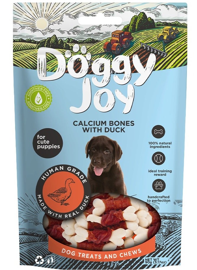 DOGGY JOY - Calcium Bones with Duck Puppy Treats 90g - Image 1
