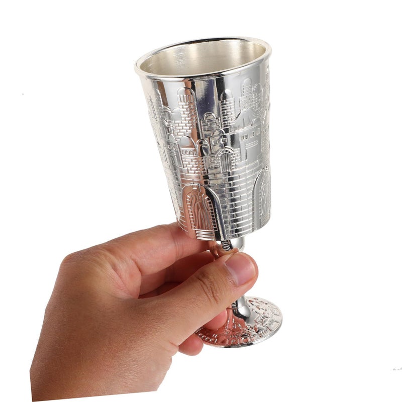 Elegant Shabbat Cup Set with Saucer Zinc Alloy Wine Goblet for Holiday Decor and Gifting - Image 4