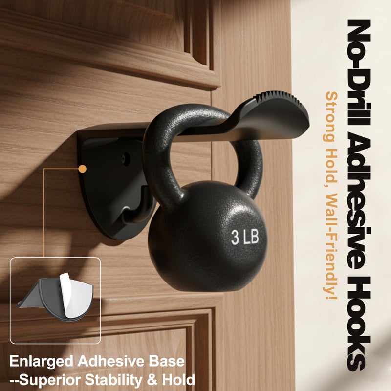 TUSPIPAL Adhesive Hat Hooks for Wall, 8 Pack, 2.9" Cowboy Hat Rack Prevents Deformation, Hat Hangers with Key Hook for Baseball Caps & Fedora, Drill or Stick, Western Decor Organizer, Black - Image 4