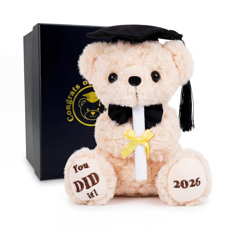 Numyawl 2026 Graduation Bear with Gift Box 8 Inch Plush Teddy Bear for Kindergarten Preschool Graduates Soft Commemorative Keepsake with Cap and Diploma for Class of 2026 - Image 4