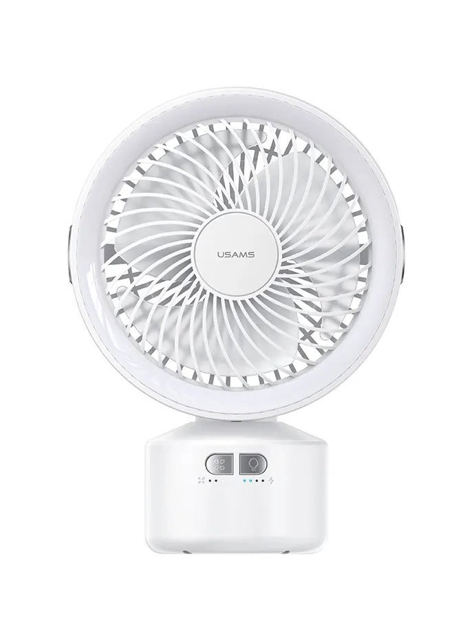 Usams - Multi-functional Fan 4in1 design Outdoor Fan with Adjustable USB Led Soft Light Lamp Creative Mini Outdoor Fan Portable Small Rechargeable Fans & Light 4000mAh With Infrared Remote Controller Fan - Image 1
