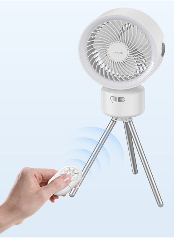 Usams - Multi-functional Fan 4in1 design Outdoor Fan with Adjustable USB Led Soft Light Lamp Creative Mini Outdoor Fan Portable Small Rechargeable Fans & Light 4000mAh With Infrared Remote Controller Fan - Image 1