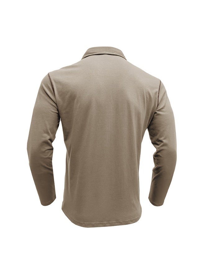 general Men's Casual Polo Shirts Classic Long Sleeve Basic Button T-Shirt Lightweight Cotton Golf Tops with Pocket - Image 2