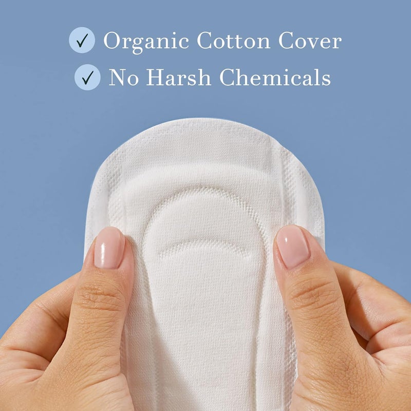 Rael Organic Cotton Cover Incontinence Liners Bundle  Bladder Control and Postpartum Liners 4Layer Core Protection with Leak Guard Technology Regular 48 Count and Long 36 Count - Image 3
