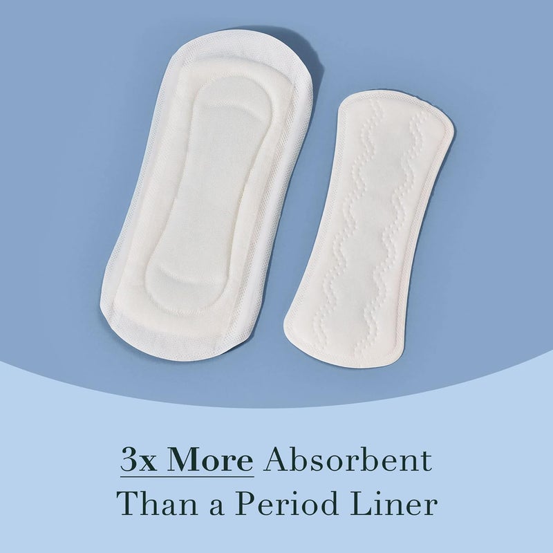 Rael Organic Cotton Cover Incontinence Liners Bundle  Bladder Control and Postpartum Liners 4Layer Core Protection with Leak Guard Technology Regular 48 Count and Long 36 Count - Image 5
