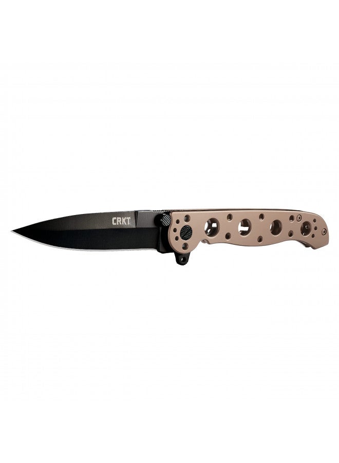 سكين جيب قابل للطي CRKT M16-03BK: للاستخدام اليومي، شفرة من فولاذ Sandvik 12C27 الأسود، قفل بطانة، مقبض من الألمنيوم البرونزي، مشبك جيب بزاوية 4