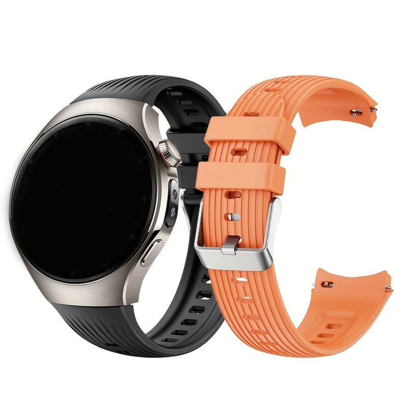 Soft Silicone Buckle Strap For Huawei Watch 5 42mm Orange Washable Sports Band For Men And Women - Image 1