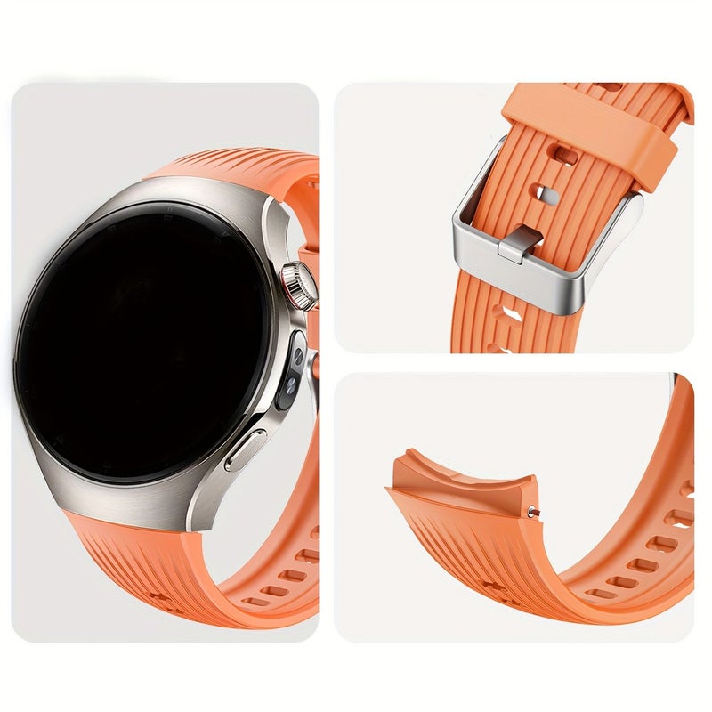 Soft Silicone Buckle Strap For Huawei Watch 5 42mm Orange Washable Sports Band For Men And Women - Image 4