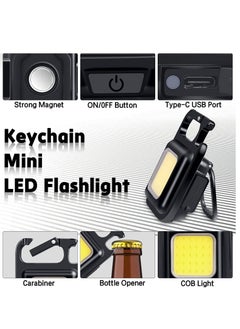 AL RAID Rechargeable Flashlights, 4 Modes Mini Flashlight Keychain with Folding Bracket Bottle Opener and Magnetic Base for Emergency and Outdoor Use 300 milliampere  - Image 4