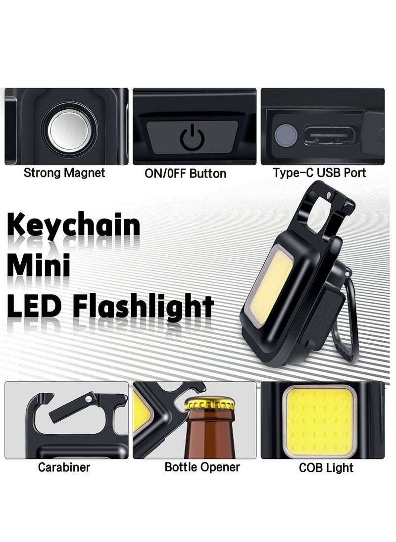 AL RAID - Rechargeable Flashlights, 4 Modes Mini Flashlight Keychain with Folding Bracket Bottle Opener and Magnetic Base for Emergency and Outdoor Use 300 milliampere - Image 1