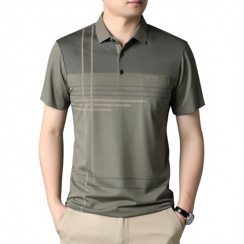 Men's Short Sleeve Polo Shirt with Pocket Summer Casual Top