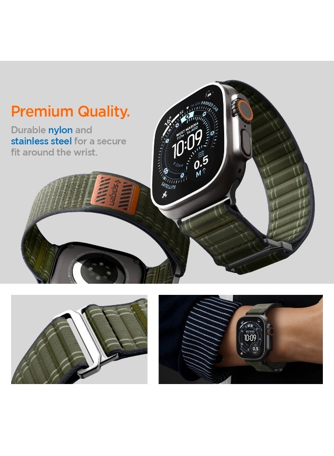 Spigen WBF0 Apple Watch Band for Apple Watch Ultra 3/2/1 49mm, Series 11/10 46mm, 9/8/7 45mm, SE3/SE2/SE/6/5/4 44mm, 3/2/1 42mm Lightweight Fabric Strap - Green - Image 5