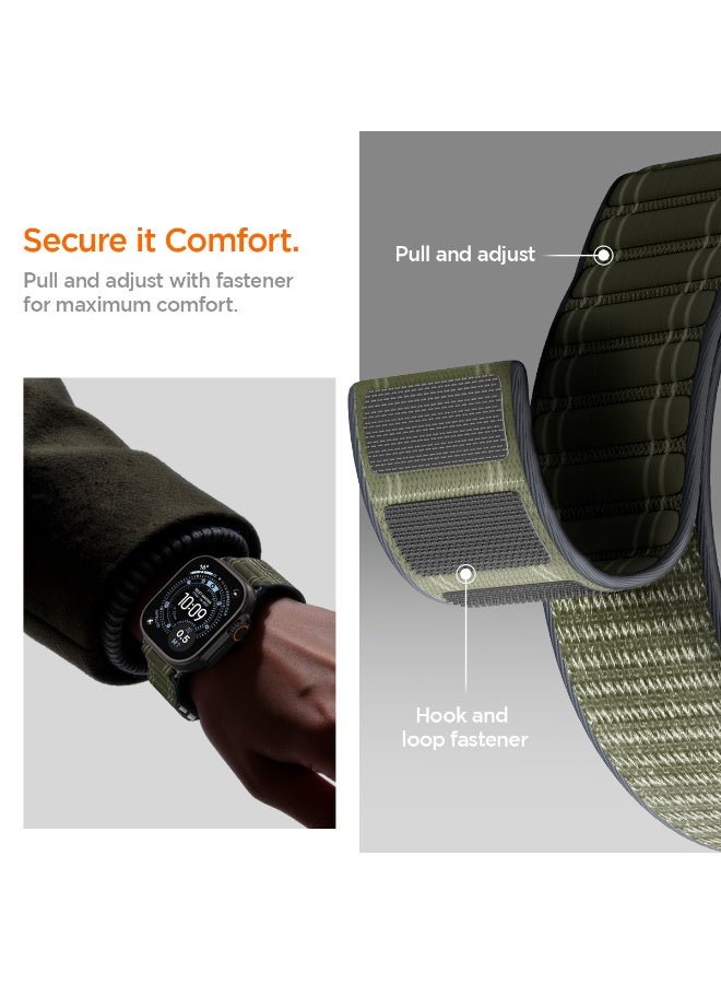 Spigen WBF0 Apple Watch Band for Apple Watch Ultra 3/2/1 49mm, Series 11/10 46mm, 9/8/7 45mm, SE3/SE2/SE/6/5/4 44mm, 3/2/1 42mm Lightweight Fabric Strap - Green - Image 4
