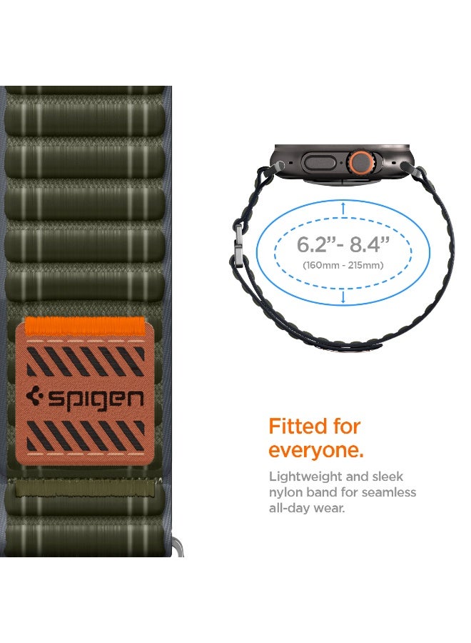 Spigen WBF0 Apple Watch Band for Apple Watch Ultra 3/2/1 49mm, Series 11/10 46mm, 9/8/7 45mm, SE3/SE2/SE/6/5/4 44mm, 3/2/1 42mm Lightweight Fabric Strap - Green - Image 3