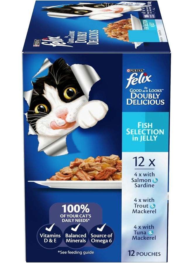 Felix As Good As It Looks Doubly Delicious Wet Cat Food Fishy Selections 85g (Pack of 60) - Image 2