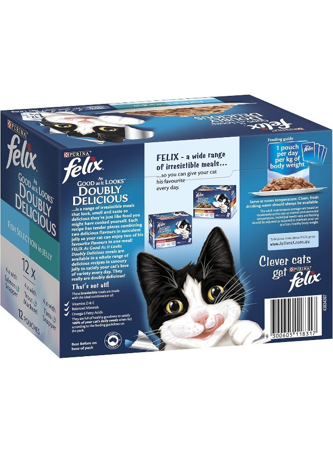 Felix As Good As It Looks Doubly Delicious Wet Cat Food Fishy Selections 85g (Pack of 60) - Image 3