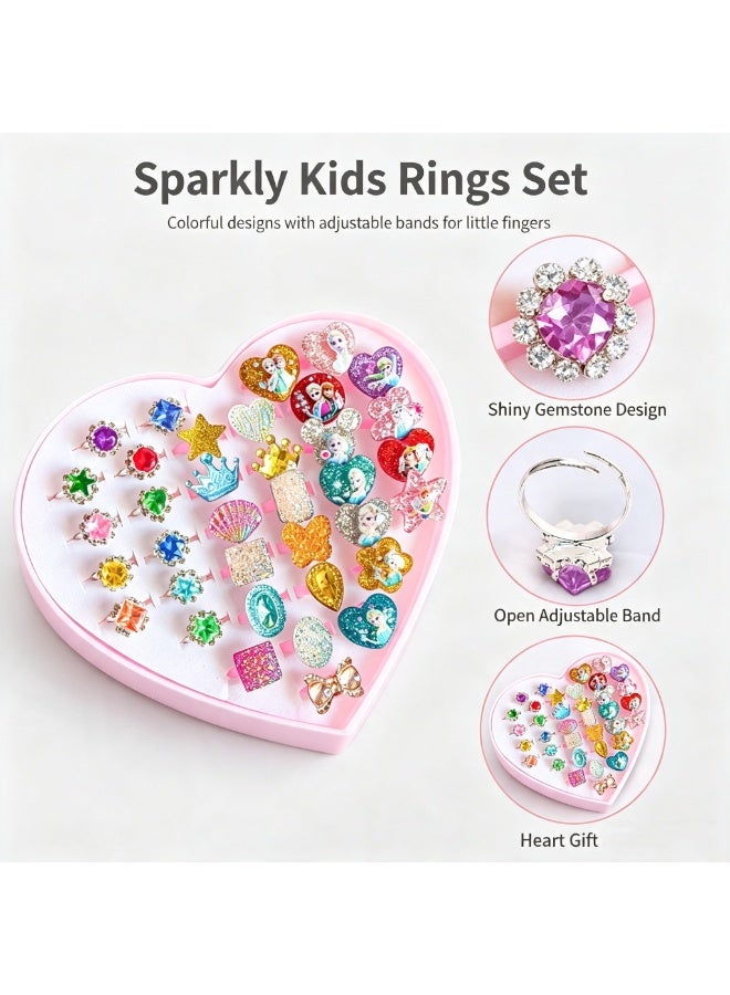 NIBEMINENT 36 Piece Adjustable Little Girls Jewel Rings for Dress Up and Pretend Play Ages 3 to 10 Perfect for Birthdays and Parties - Image 3