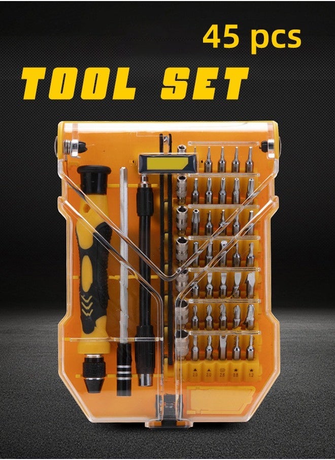 Deli 45 Piece Precision Screwdriver Set, Non-slip Handle Portable Repair Tool For Phone Watch Camera Laptop  - Image 1