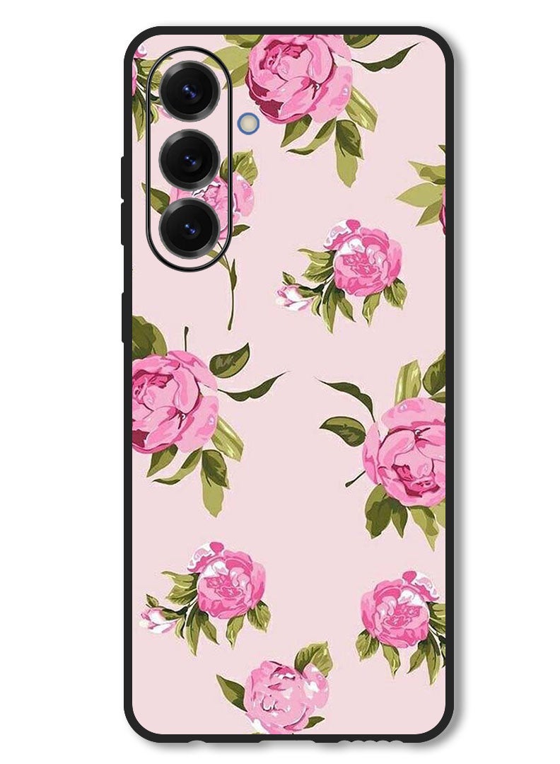 Theodor Case Compatible with Samsung Galaxy S25 FE 6.7 Inch Protection Shockproof Bumper Cover Hand Painting Pink Flower - Image 1