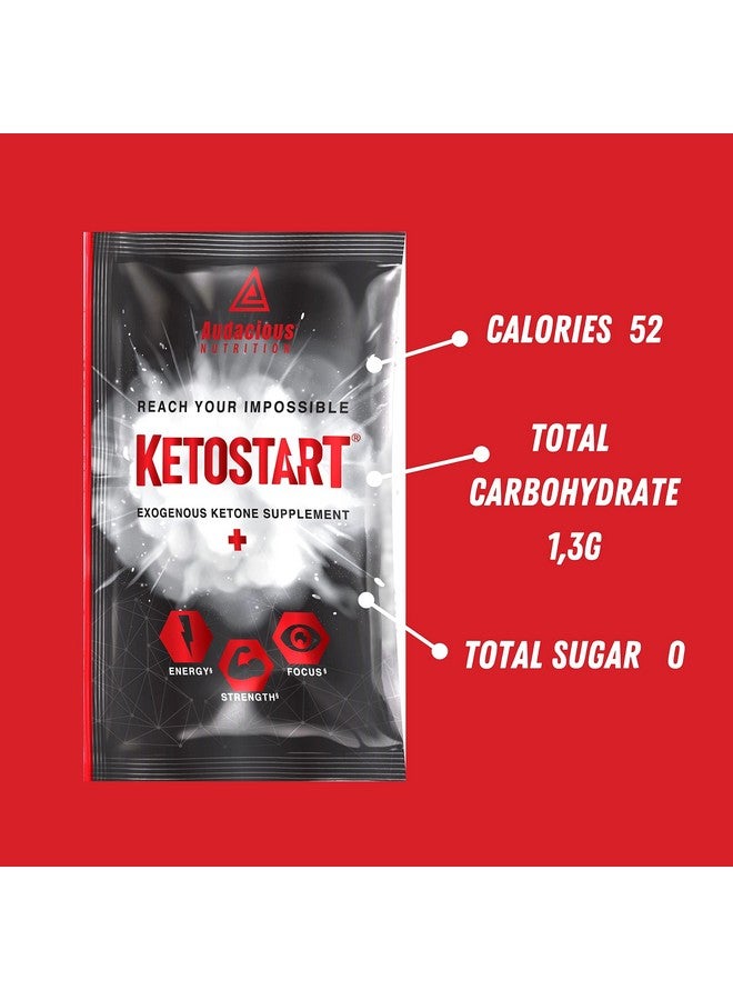Audacious Nutrition Ketostart+ | Exogenous Ketones Powder With Electrolytes For Energy, Strength & Focus | With Caffeine | Raspberry Lemonade Flavor Electrolyte Powder (10X Ketones Drink Mix Packets)
