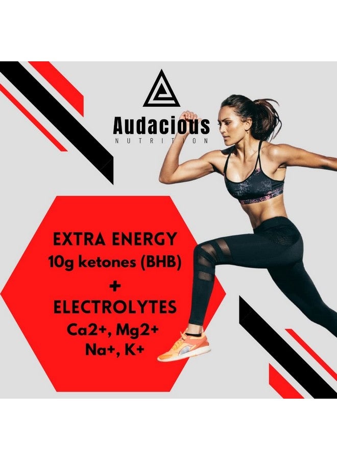 Audacious Nutrition Ketostart+ | Exogenous Ketones Powder With Electrolytes For Energy, Strength & Focus | With Caffeine | Raspberry Lemonade Flavor Electrolyte Powder (10X Ketones Drink Mix Packets)