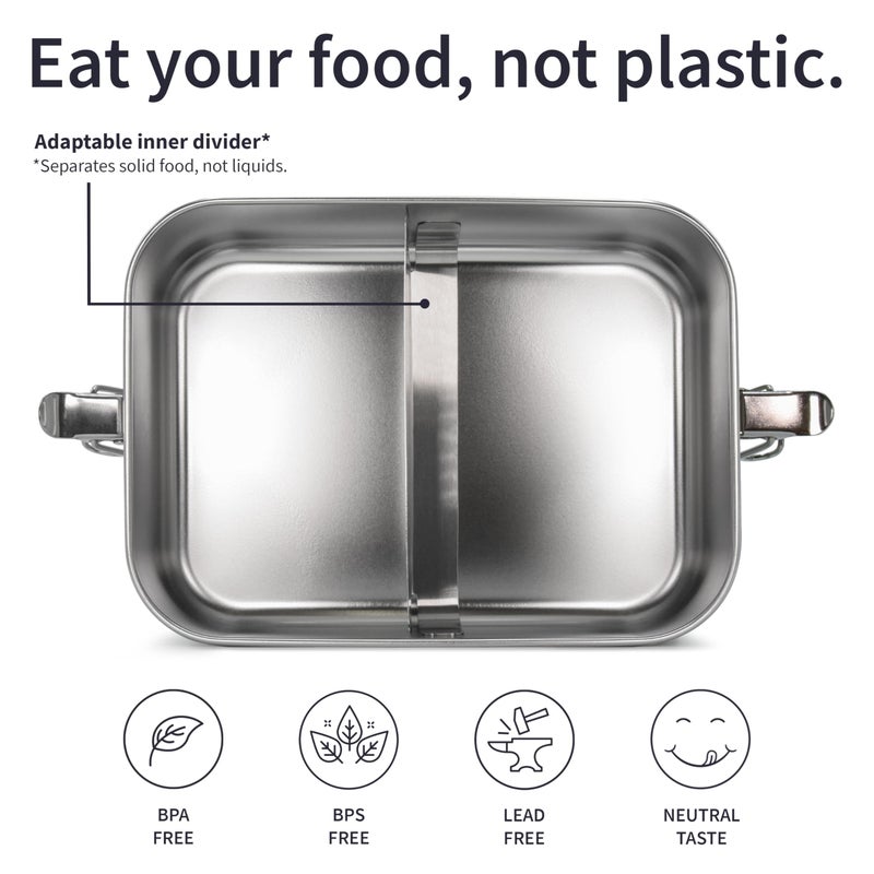 Bambaw Stainless Steel Lunch Box for Adults 47 oz, Metal Bento Box with Adjustable Compartment, Metal Lunch Container, Leakproof Stainless Steel Sandwich Container - Image 3