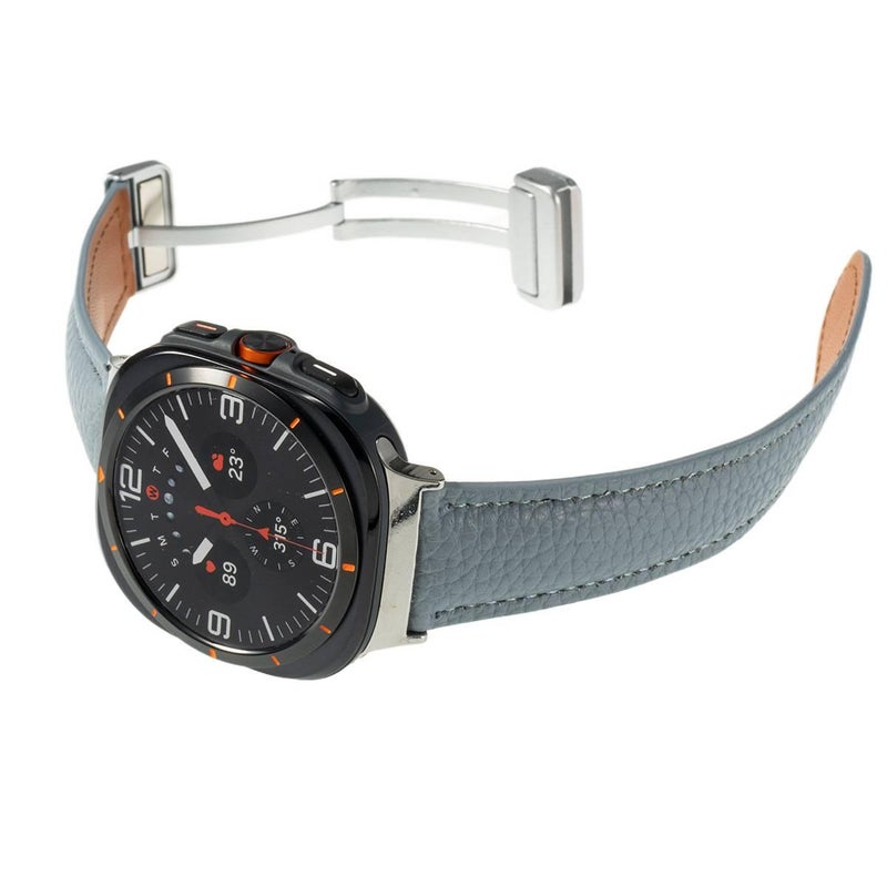 سوار ساعة ذكية سوار جلدي كلاسيكي متوافق مع Samsung Galaxy Watch Ultra بملاءمة قابلة للتعديل وحزام بديل للاستخدام اليومي باللون أبيض قابل للتعديل - Lilac Ribbon - Image 3