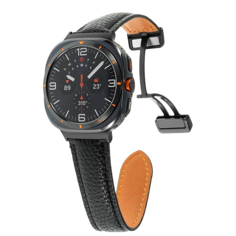 سوار ساعة ذكية سوار جلدي كلاسيكي متوافق مع Samsung Galaxy Watch Ultra بملاءمة قابلة للتعديل وحزام بديل للاستخدام اليومي باللون أبيض قابل للتعديل - Lilac Ribbon - Image 2