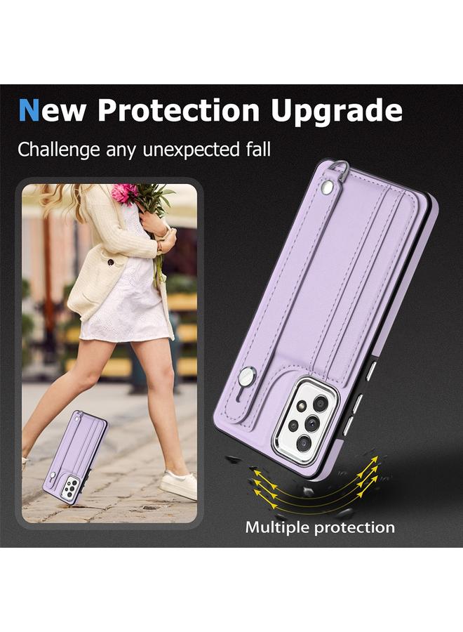 اس-توب جراب هاتف جلدي مقاوم للصدمات لهاتف Samsung Galaxy A32 4G مع حزام معصم - Image 3