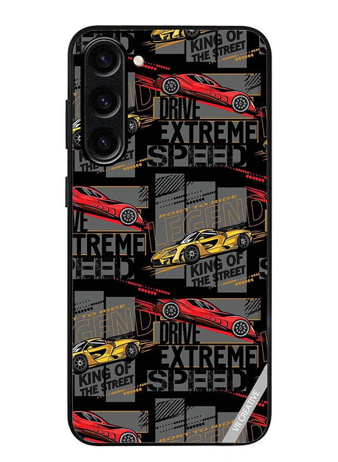 VR CREATIVE Protective Case Cover For Samsung Galaxy S23 Plus Abstract Seamless Pattern With Sport Cars Design Multicolour - Image 1