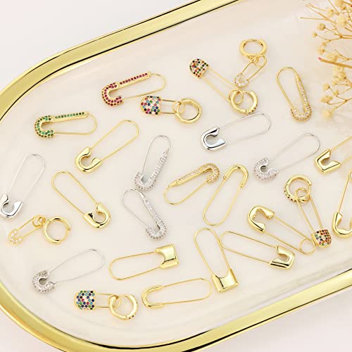 SANNYRA Safety Pin Earrings for Women, 14K Gold Paperclip Earrings for Women Trendy, Minimalist Dangle Hoop Paper Clip Ear Hoop Studs Daily Jewelry - Image 5