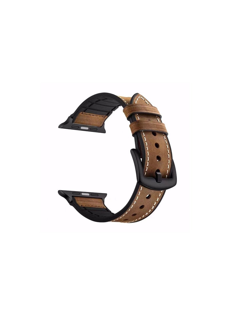 TWEGGON - Apple Watch Leather band 46mm/45mm/44mm/49mm, Apple Watch Leather Strap for Apple Watch All Series Compatible with 46mm/45mm/44mm/49mm Brown - Image 1