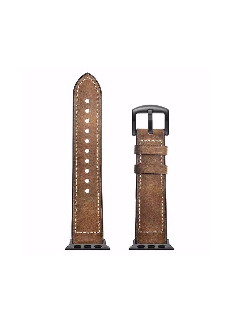 TWEGGON - Apple Watch Leather band 46mm/45mm/44mm/49mm, Apple Watch Leather Strap for Apple Watch All Series Compatible with 46mm/45mm/44mm/49mm Brown - Image 1