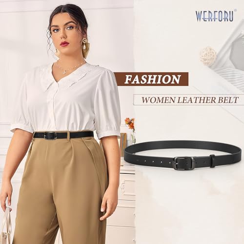Werforu Plus Size Belt for Women Leather Belt with Metal Buckle Ladies Casual Belt for Jeans Pants - Image 5