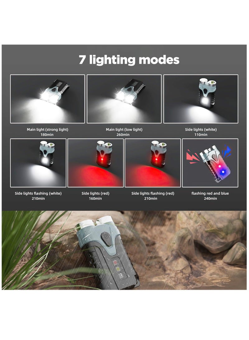 Captaintech Small Torch LED Super Bright Mini Flashlight Torch Rechargeable Keychain Torches 500 Lumen Pocket Torch with 7 Light Modes, Waterproof Torches for Power Cuts Emergency Hiking Dog Walking (Grey) - Image 2