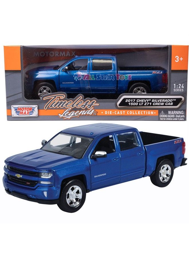 Motor Max Motormax 2017 Chevrolet Silverado 1500 Lt Z71 Crew Cab Pickup Truck 1/27 Scale Diecast Model Vehicle Blue - Image 2
