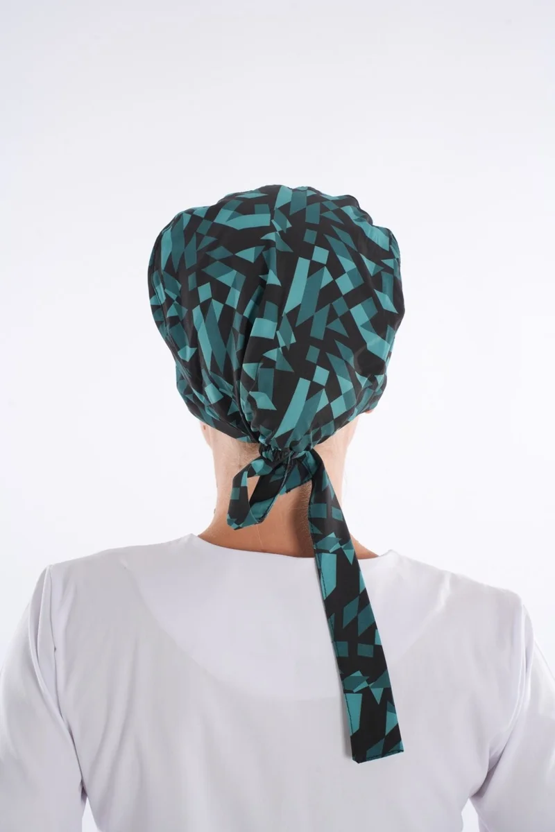 Nur Medikal Giyim Nur Medical Clothing Geometry Patterned Hijab Doctor Nurse Hospital Chef Surgical Bonnet