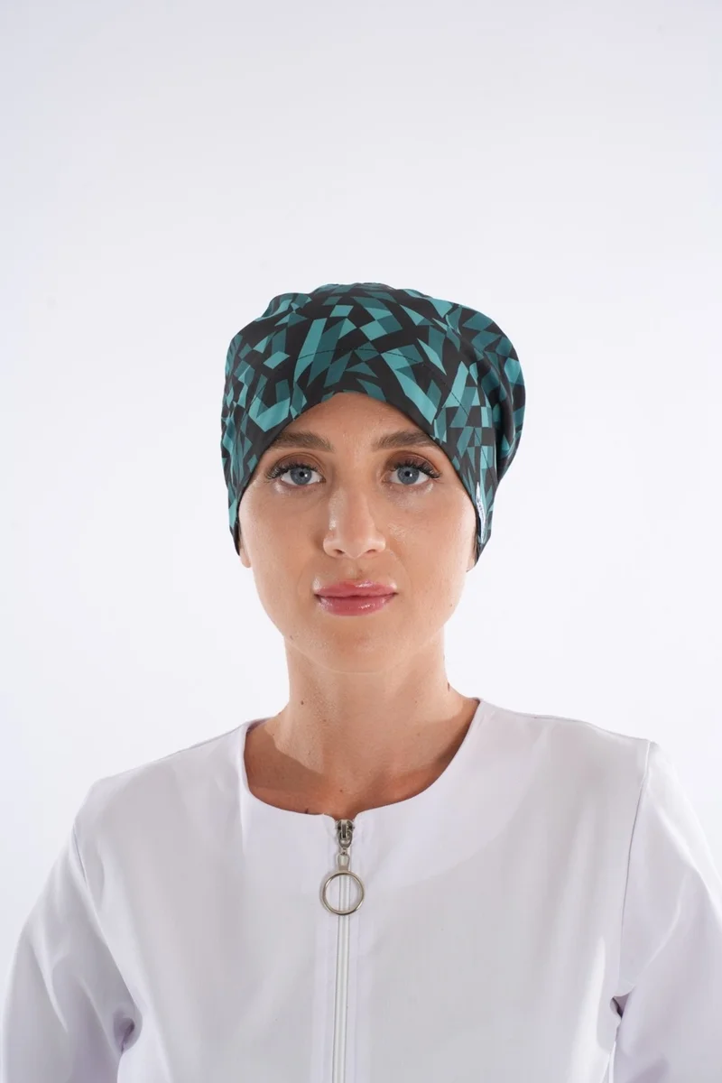 Nur Medikal Giyim Nur Medical Clothing Geometry Patterned Hijab Doctor Nurse Hospital Chef Surgical Bonnet