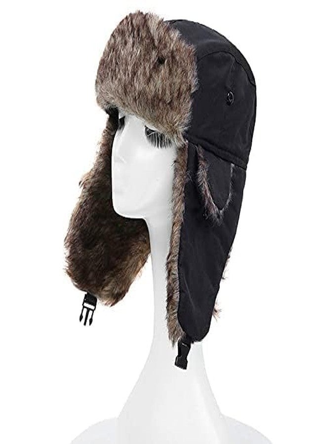 Krystle Unisex Men Women Russian Hat Trapper Bomber Warm Trooper Ear Flaps Winter Ski Hat Cap Headwear (Black) - Image 2