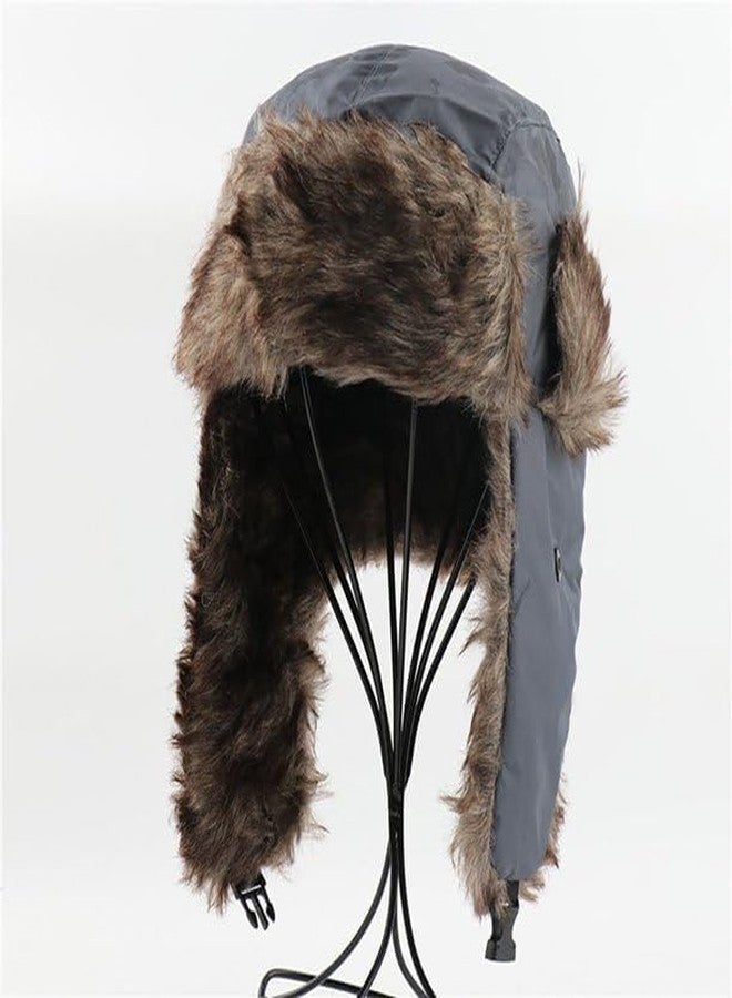 Krystle Unisex Men Women Russian Hat Trapper Bomber Warm Trooper Ear Flaps Winter Ski Hat Cap Headwear (Black) - Image 5