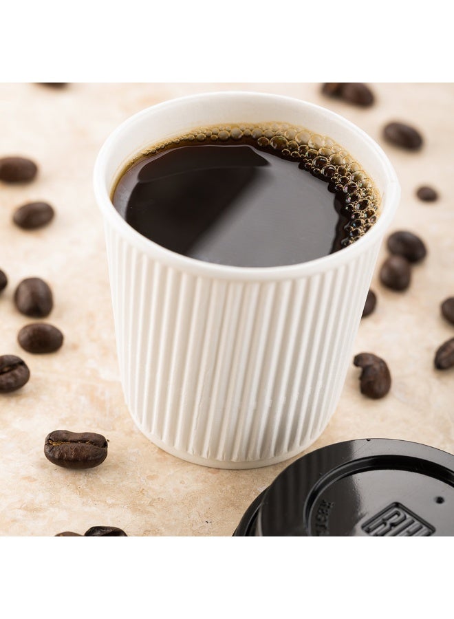 Restaurantware أكواب قهوة ورقية ذات جدران مموجة سعة 4 أونصات من رستورانتوير، 500 كوب ورقي معزول أبيض بتصميم حافة مطوية، الأغطية تباع بشكل منفصل للمشروبات الساخنة مثل الشاي، الشوكولاتة الساخنة والمزيد - Image 3