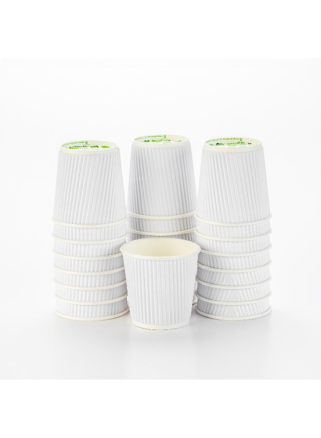 Restaurantware أكواب قهوة ورقية ذات جدران مموجة سعة 4 أونصات من رستورانتوير، 500 كوب ورقي معزول أبيض بتصميم حافة مطوية، الأغطية تباع بشكل منفصل للمشروبات الساخنة مثل الشاي، الشوكولاتة الساخنة والمزيد - Image 1