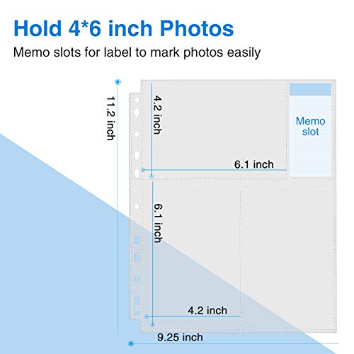 Sooez 30 Pack 4x6 Photo Sleeves for 3 Ring Binder (180 Pictures), Heavy Duty Plastic Album Refill Pages, Clear Archival Sheets 8.5x11 - Image 2