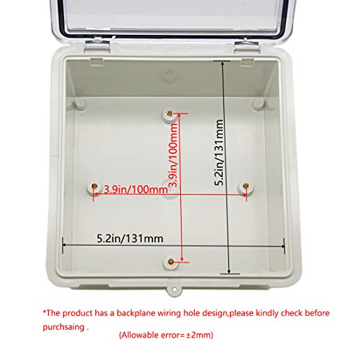 Zulkit Junction Box ABS Plastic Dustproof Waterproof IP65 Electrical Boxes Hinged Shell Outdoor Universal Project Enclosure Clear Cover with 2 Cable Glands 5.9 x 5.9 x 3.5 inch (150x150x90 mm) - Image 5
