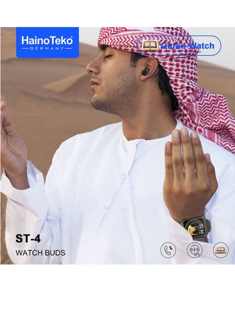 Haino Teko ST-4 Quran Smart Watch AMOLED Screen Built-in Earphone Bluetooth 4GB MP3 Speaker Full Quran And 5 Times Pray Alarm And Voice Recorder  - Image 2