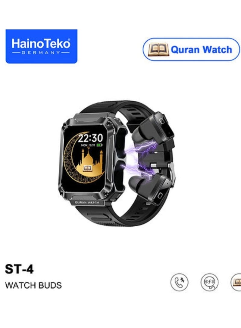 Haino Teko ST-4 Quran Smart Watch AMOLED Screen Built-in Earphone Bluetooth 4GB MP3 Speaker Full Quran And 5 Times Pray Alarm And Voice Recorder  - Image 1