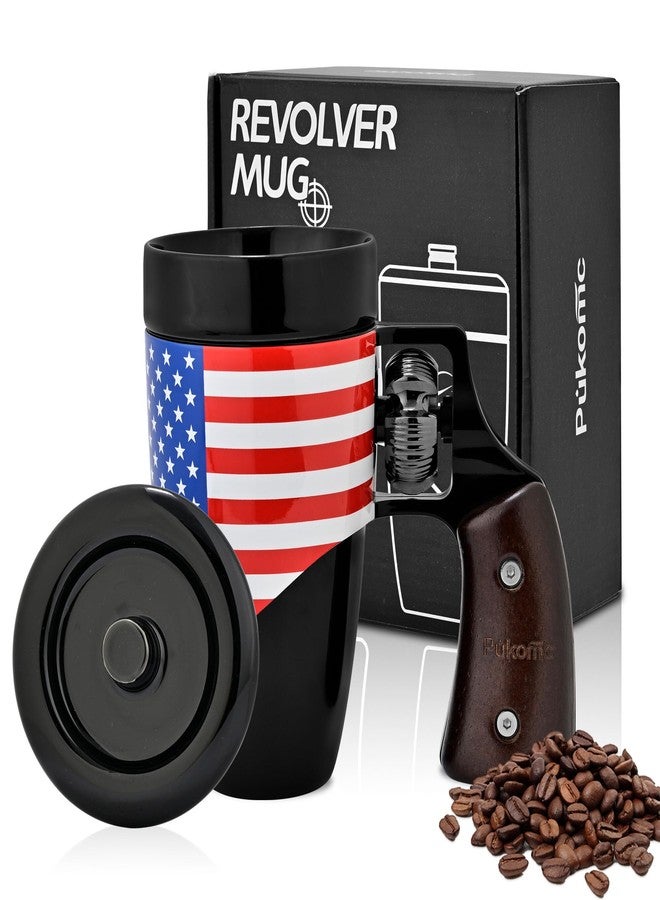 Pukomc Novelty Ceramic Coffee Mug, Birthday Gifts for Men and Women, fathers gifts, Coffee Mugs for Men (16OZ) (Black & Flag) - Image 1